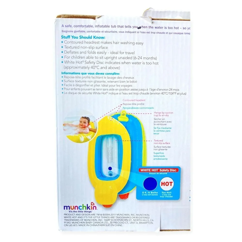 Inflatable Baby Bathtub Travel Tub Toddlers Portable Rubber Ducky MUNCHKIN NEW